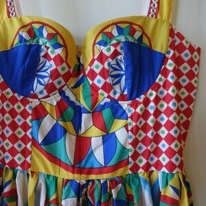 Tile Majolica Portofino Sicilian Dress Italian Summer Dolce Vita Style XL L LG